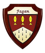 Fagan Irish Coat of Arms Shield Plaque - Rosewood Finish - £34.11 GBP