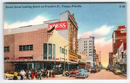 Kress JJ Newbury Boyds Department Store Linen Postcard Tampa Florida Old Cars - £4.97 GBP