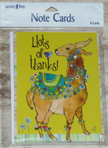 LEANIN TREE Llots of Thanks!~Llama~Pack of 8 Notecards #35616~Colorful Interiors - £6.20 GBP