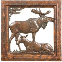 Wall Plaque Art MOUNTAIN Lodge Moose Silhouette Resin Framed Hand-Cast - £219.85 GBP