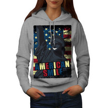 Wellcoda American Freedom Flag Womens Hoodie, Happy Casual Hooded Sweatshirt - £29.43 GBP