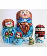 5pcs Hand Painted Russian Nesting Doll Snowmen - $119.06 CAD