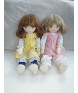 Dolls By Pauline Bjonness Jacobsen Design 20&quot; Soft Cloth 2 Doll Set Dres... - £45.04 GBP