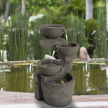 Pure Garden 50-LG1182 2.1 gal Modern Decorative Polyresin Bowl Electric 4-Tier F - £171.21 GBP