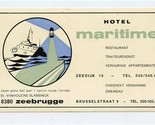 Hotel Maritime Restaurant Business Card Zeebrugge Belgium Lighthouse Tug... - $10.89