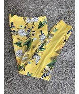 Zyia Leggings Womens 8-10 Yellow Active Floral Gym Workout Stretch Pants - $42.86 CAD