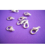10 Lobster Clasps Shiny Silver Tone for Bracelets Necklaces Parrot Findi... - $6.71 CAD