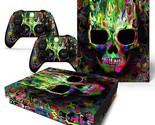 For Xbox One X Skin Console &amp; 2 Controllers Groovy Neon Skull Decal Viny... - $13.97
