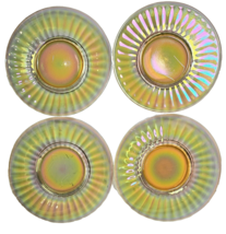 4 Imperial 6.25” Depression Carnival Glass Iridescent Amber Bread Dessert Plates - £27.51 GBP