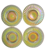 4 Imperial 6.25” Depression Carnival Glass Iridescent Amber Bread Desser... - $47.85 CAD