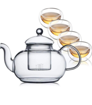 CnGlass 20.3oz Glass Teapot and 100ml(4-pack) Glass Tea Cups - £17.58 GBP