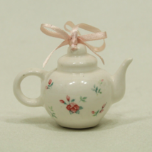 Small Ceramic Tea Pot Decor Floral Flowers Rose Ornament 2 &quot; - £7.02 GBP