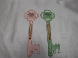 Old Vtg Arcade Grill Brewster Ohio Advertising Wall Thermometer Green Pink Lot 2 - £31.64 GBP