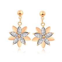 Crystal &amp; 18K Gold-Plated Flower Drop Earrings - £11.18 GBP
