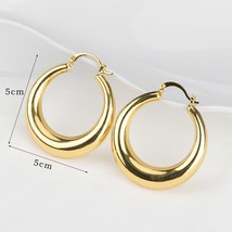 Gold Large Hoop Earring for Women Fashion Jewelry Round Long Earrings Ladies Ear - £14.90 GBP