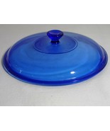 Pyrex Embossed Round Glass Replacement Lid Cobalt Blue 8-1/2&quot; 624C  - $13.60 CAD