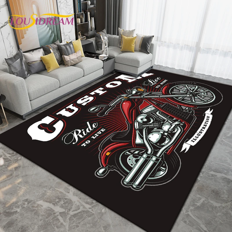 Play Retro Vintage Motorcycle Area Rug Large,Carpet Rug for Living Room Bedroom  - £26.37 GBP