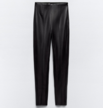 Zara Black High Waist Faux Leather Leggings Size Small NEW - £22.00 GBP