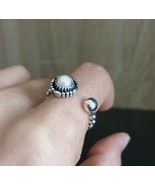 Natural Pearl Ring 925 sterling silver mini ball beads Vintage Ring size... - £15.00 GBP
