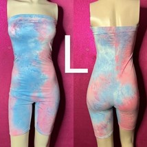 Cotton Candy Tie Dye Tube Bodycon Romper~Size L - £12.27 GBP