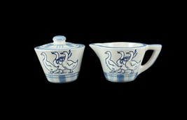 Louisville Stoneware Gaggle of Geese Sugar and Creamer Set Vtg Discontinued USA - £27.21 GBP