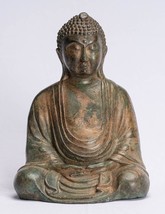 Ancien Japonais Style Bronze Assis Méditation Bouddha Statue - - £126.31 GBP