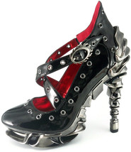 Hades CROW Black Eyelet Pump High Molded Spinal Heel Platform Criss Cros... - $145.00