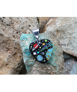 Mother Earth Night Sky Gemstone Opal Aluminum Sterling Silver Alloy Pendant AK68 - $42.03