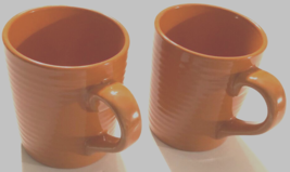 ROYAL NORFOLK Set 2 Orange Ribbed Coffee Tea Ceramic Greenbriar Mugs 12 ... - £8.43 GBP