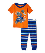 Wonder Nation Toddler Boys Truck Cotton Pajamas 2-Piece Set Size 12 Months - £19.91 GBP