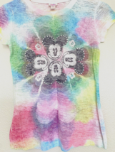 Justice T Shirt Disney Mickey Mouse Girls 12 Rhinestone Kaleidoscope Pink Blue - £5.66 GBP