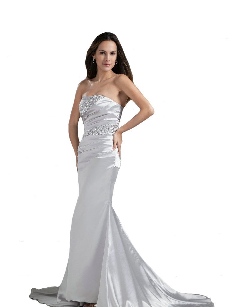 Kivary Women's Strapless Evening Dresses Silver US 12