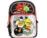 Angry Birds Backpack Silver Front Red/Black Full size backpack 16&quot; - £18.86 GBP