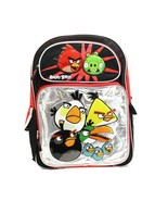 Angry Birds Backpack Silver Front Red/Black Full size backpack 16&quot; - £18.86 GBP
