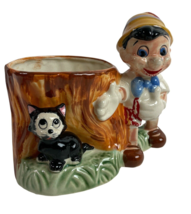 Vintage Walt Disney’s Pinocchio Figaro Cat Flower Pot Planter Ceramic 5” - £21.66 GBP