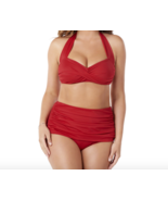 Simply Slim Swimsuit 2X Plus-Size High-Waisted Bikini Two-Piece Swim Set Red - $24.99