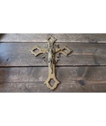 Old Antique Brass Crucifix 11.75&quot; Some Green Marks See Pictures - £61.03 GBP