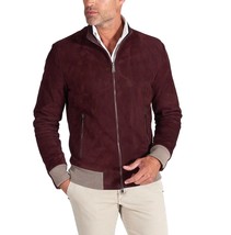 Jacket Leather Suede Men Western Fashion Custom Made Coat Biker  Real Burgundy 2 - £38.46 GBP+