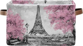 Daoxiang Vintage Paris Eiffel Tower And Pink Tree Themed Sq.Are Storage Basket, - £25.95 GBP