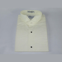 Men's Tuxedo shirt By CLASSIX Wing Tip Formal Pleated Front After Six M00 Ivory image 5