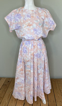 Handmade Vintage Women’s Short Sleeve glossary MIDI Dress Size M Pink purple m4 - £26.71 GBP