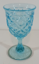Viking Diamond And Thumbprint Ice Blue Wine Glass Mcm - £15.56 GBP
