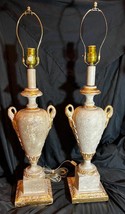 Beautiful Pair of Two 2 Carved Wood Swan Handle Acanthus Parcel Gilt Tab... - $780.00