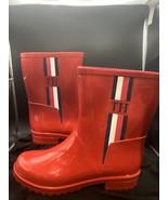Tommy Hilfiger Women&#39;s Milia Rain Boots Black Logo Stripe 9M US 39 Euro ... - $30.56 CAD