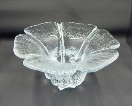 Blenko Art Glass Clear Textured Flower Petal Taper Candle Holder - $29.99