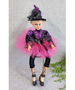 Halloween Fairy Witch 19” Posable Elf Pink Black Purple Bats Polka Dot D... - £29.83 GBP