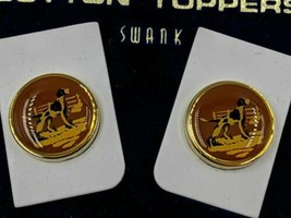 Vintage Swank Button Toppers Hunting Bird Dog Men&#39;s Clothing Accessory Gold Tone - £22.37 GBP