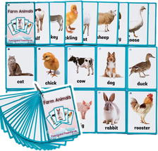 18Pcs/Set Farm Animals Kids Gifts English Flash Cards Pocket Card Educational Le - £9.65 GBP