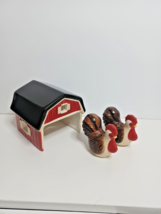 Rooster In Barn Salt &amp; Pepper Shaker Set Kitchen Home Fall Farm Chickens by Ganz - £12.69 GBP