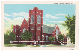 Vtg Postcard-Lutheran Church, Fremont NE-Street View-Linen~NE1 - £7.01 GBP
